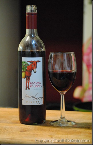 photo of a bottle of Red Ass Rhubarb wine