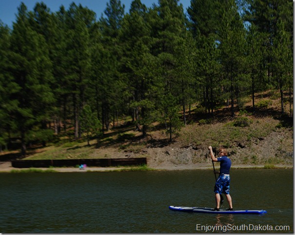 Paddleboarding in the Black Hills National Forest at Roubiax Lake